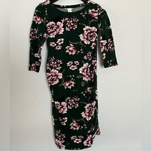 H&M mama 3/4 sleeve floral bodycon dress